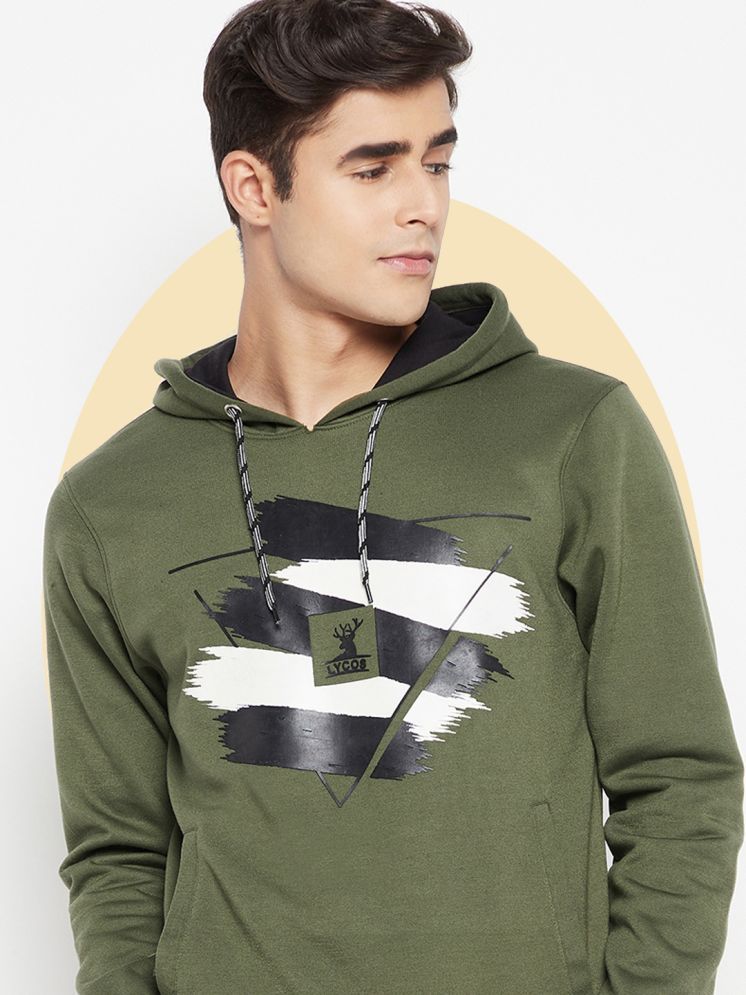     			Lycos Fleece Hooded Men's Sweatshirt - Olive ( Pack of 1 )