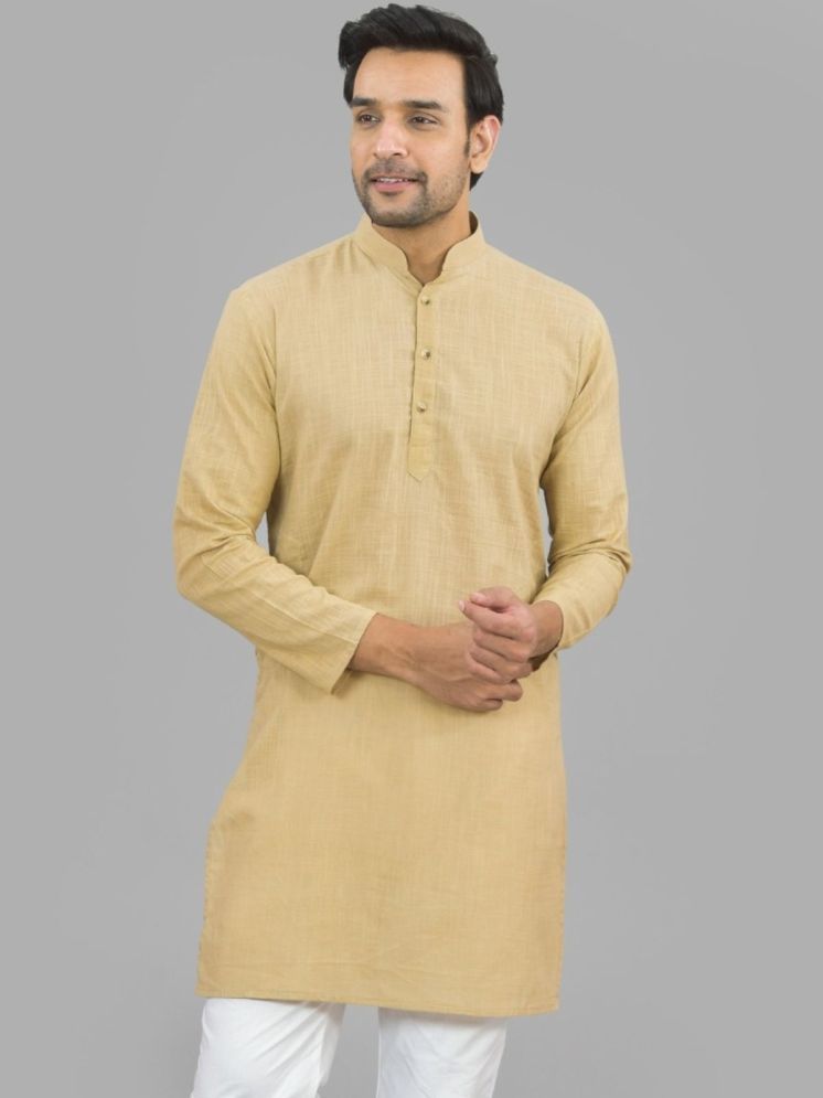     			QuaClo Beige Cotton Blend Men's Shirt Style Kurta ( Pack of 1 )