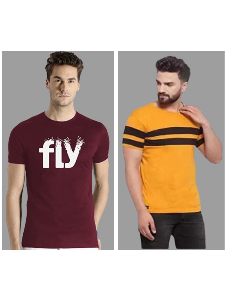     			attitude start of fashion Pack of 2 Polyester Regular Fit Men's T-Shirt ( Mustard )