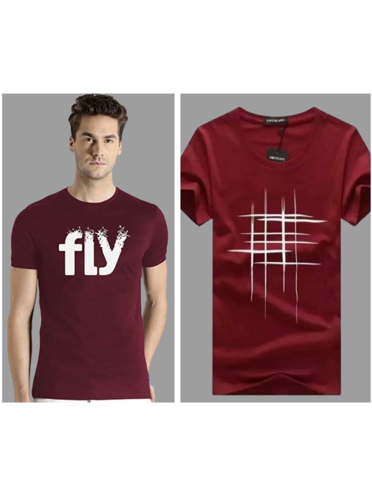     			attitude start of fashion Pack of 2 Polyester Regular Fit Men's T-Shirt ( Maroon )