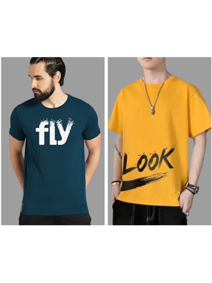     			attitude start of fashion Pack of 2 Polyester Regular Fit Men's T-Shirt ( Mustard )