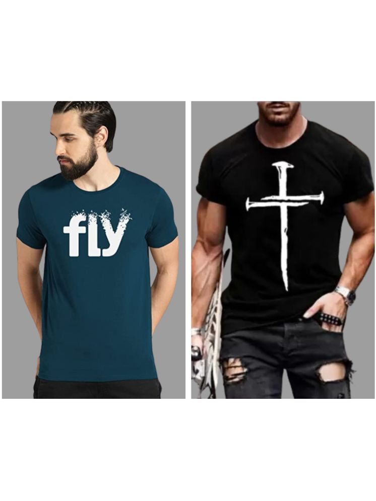     			attitude start of fashion Pack of 2 Polyester Regular Fit Men's T-Shirt ( Black )