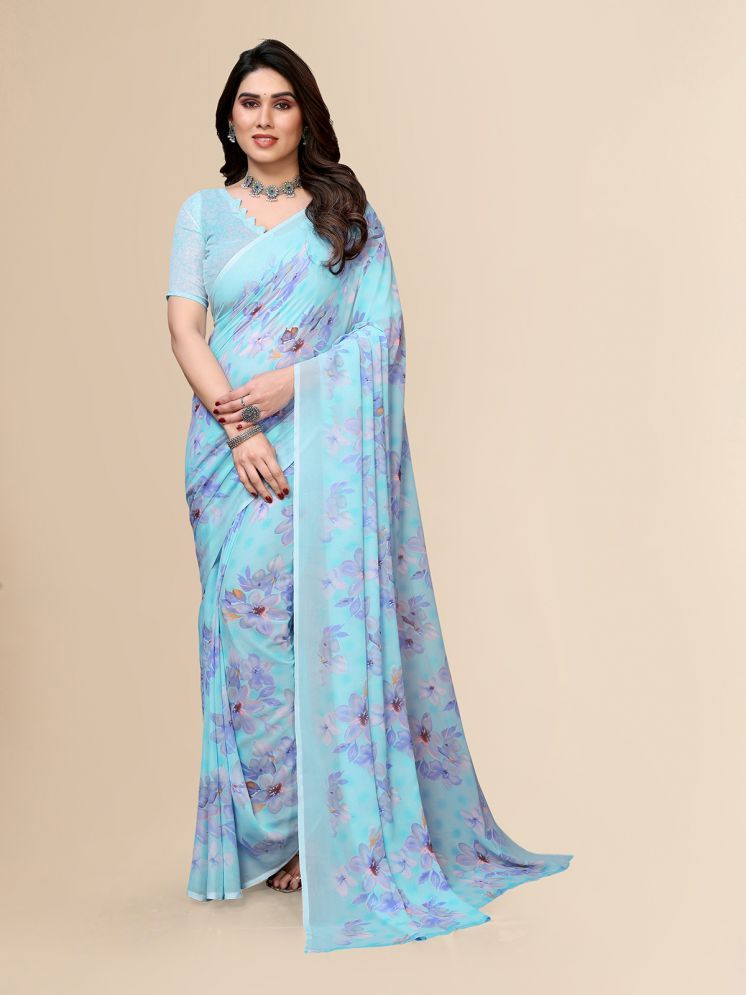     			ANAND SAREES Pack of 1 Georgette Printed Saree With Blouse Piece ( Blue )