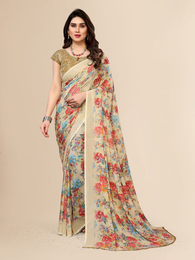     			ANAND SAREES Pack of 1 Georgette Printed Saree With Blouse Piece ( Beige )