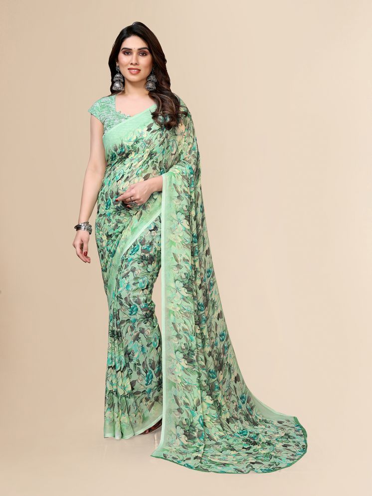     			ANAND SAREES Pack of 1 Georgette Printed Saree With Blouse Piece ( Green )