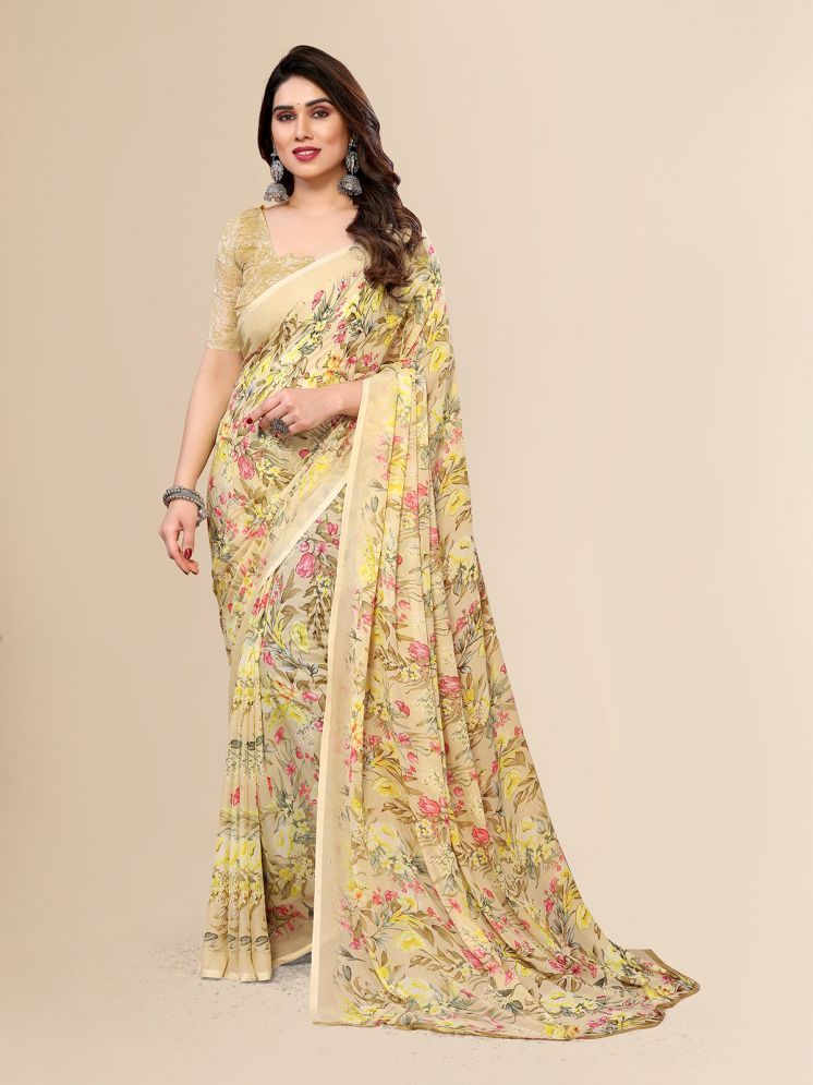     			ANAND SAREES Pack of 1 Georgette Printed Saree With Blouse Piece ( Beige )