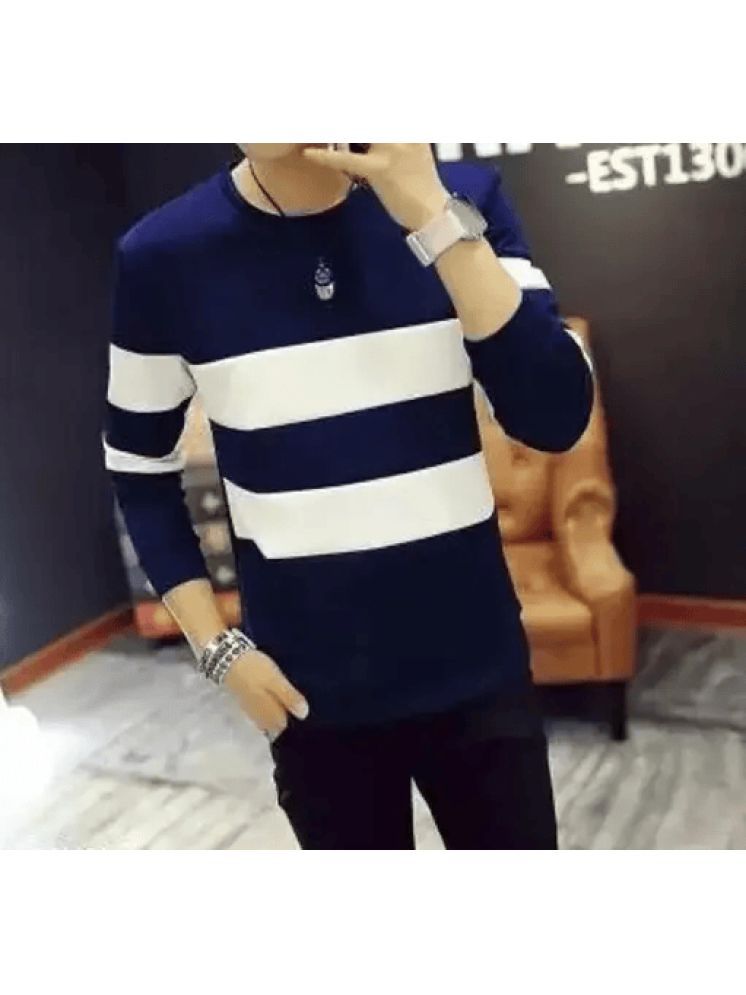     			Ayvina Cotton Blend Regular Fit Striped Full Sleeves Men's Round T-Shirt - Navy ( Pack of 1 )