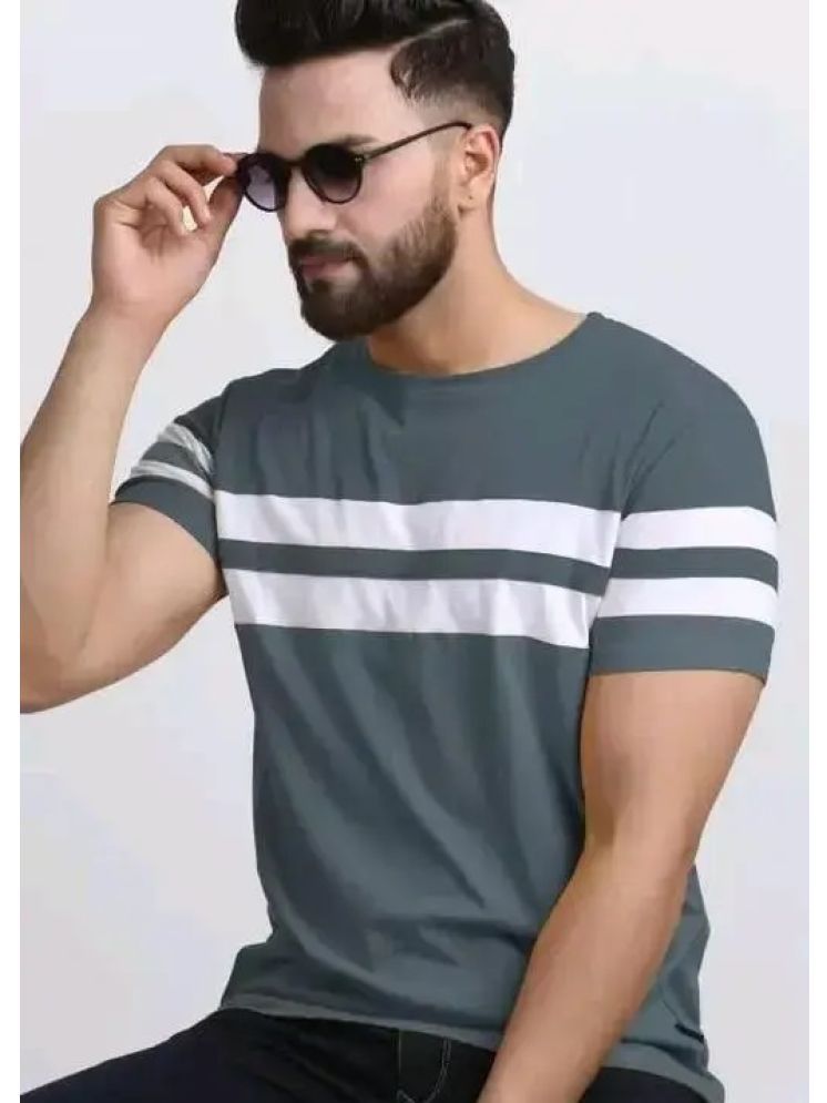     			Ayvina Cotton Blend Regular Fit Striped Half Sleeves Men's Round T-Shirt - Grey ( Pack of 1 )