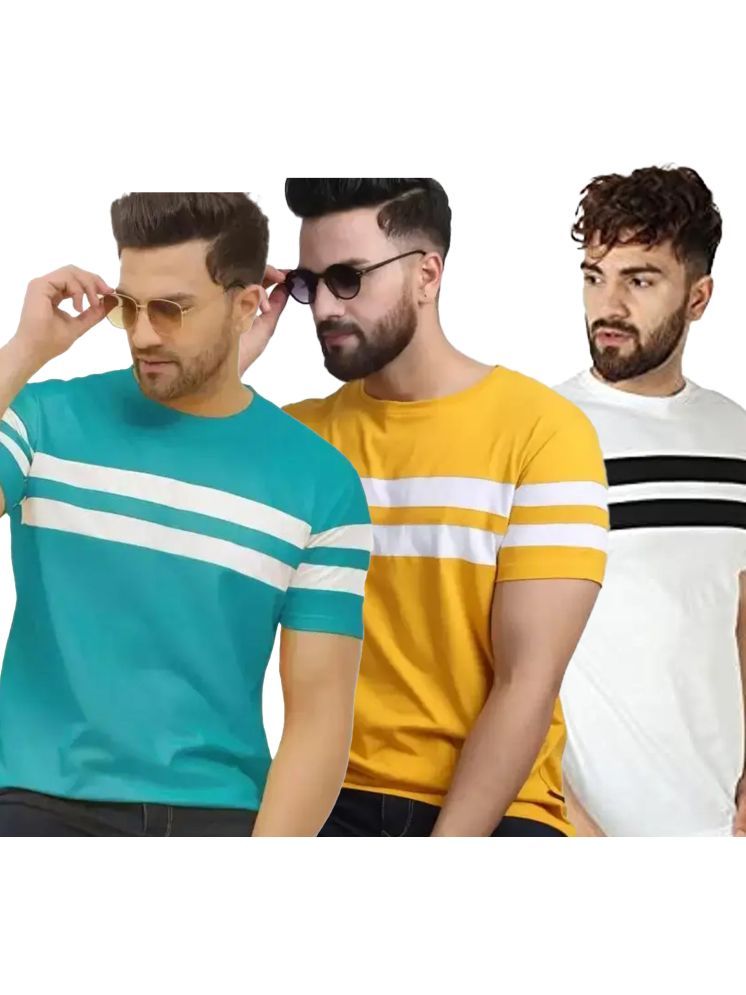     			Ayvina Cotton Blend Regular Fit Striped Half Sleeves Men's Round T-Shirt - Multicolor1 ( Pack of 3 )