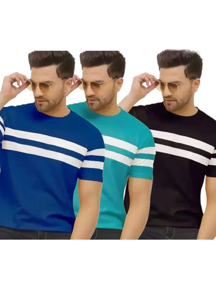     			Ayvina Cotton Blend Regular Fit Striped Half Sleeves Men's Round T-Shirt - Multicolor1 ( Pack of 3 )