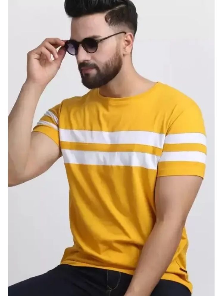     			Ayvina Cotton Blend Regular Fit Striped Half Sleeves Men's Round T-Shirt - Yellow ( Pack of 1 )