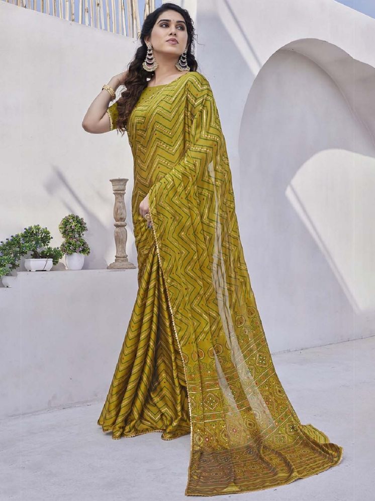     			Gazal Fashions Pack of 1 Chiffon Printed Saree With Blouse Piece ( Olive )