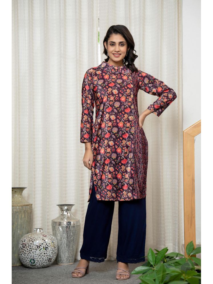     			Kurta Pack of 1 Cotton Printed Straight Women's Kurti - ( Multicolor )