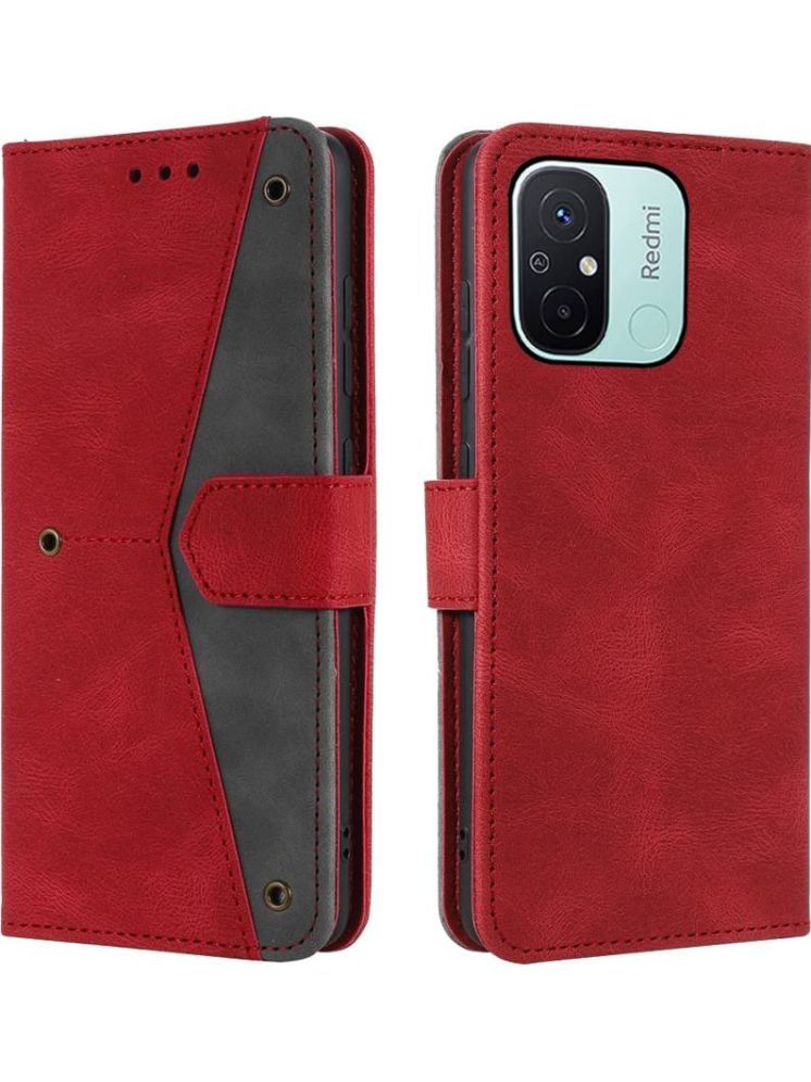     			Masque Red Flip Cover Artificial Leather Compatible For POCO C55 ( Pack of 1 )