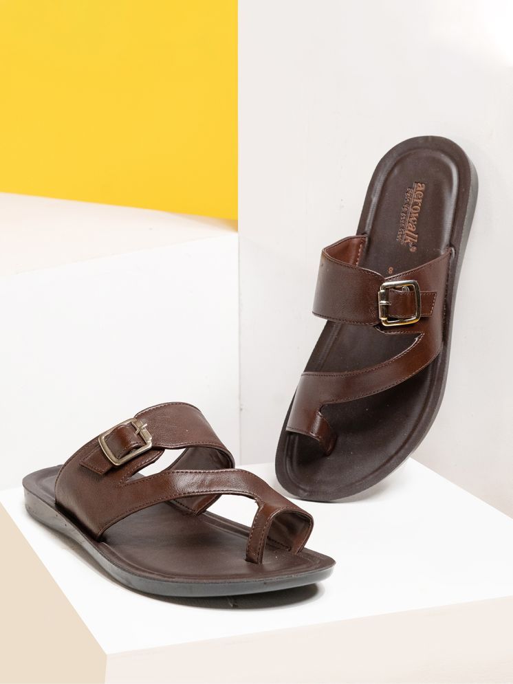     			Aerowalk Brown Men's Leather Slipper