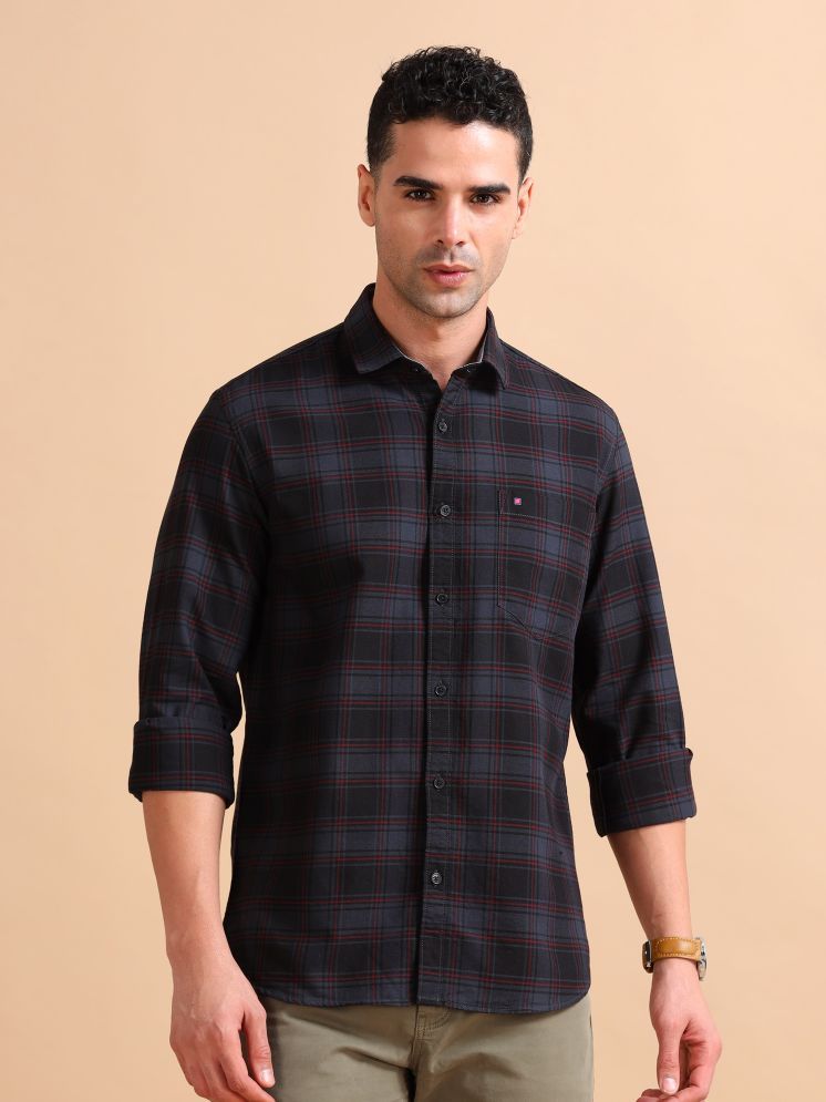     			Cool Colors 100% Cotton Slim Fit Checks Full Sleeves Men's Casual Shirt - Dark Grey ( Pack of 1 )