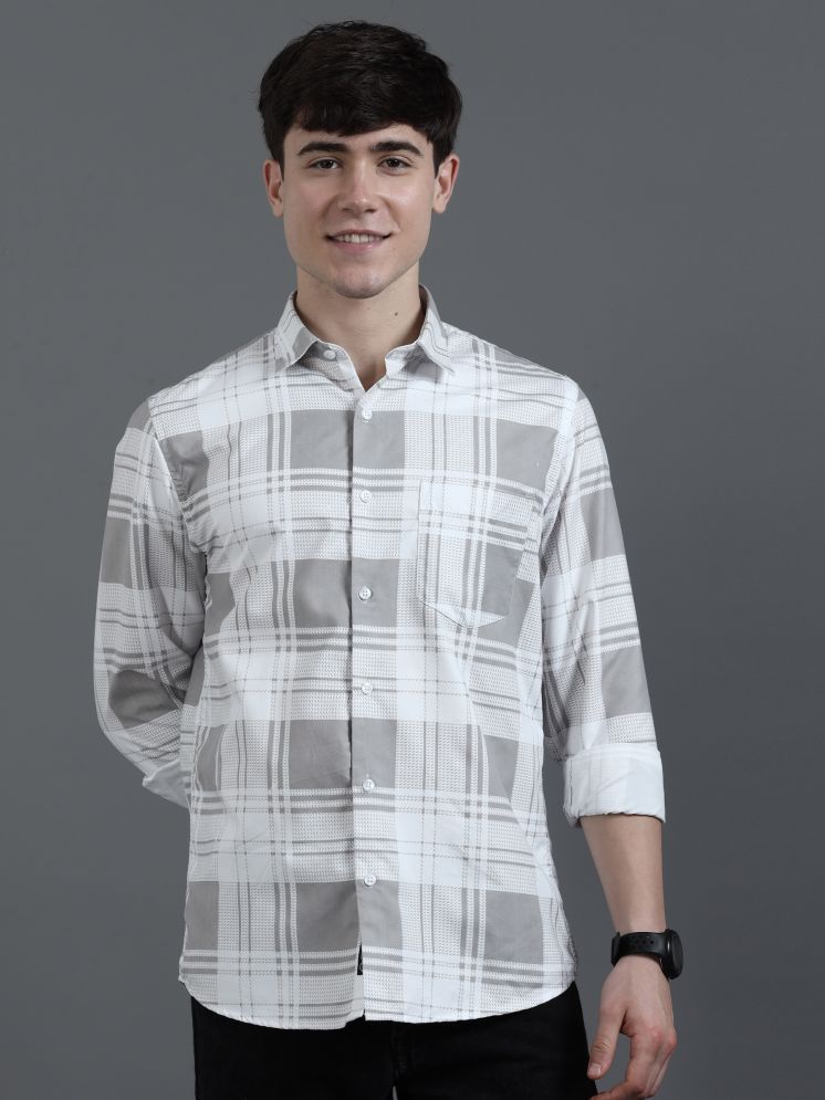     			HETIERS Cotton Blend Regular Fit Checks Full Sleeves Men's Casual Shirt - Grey ( Pack of 1 )