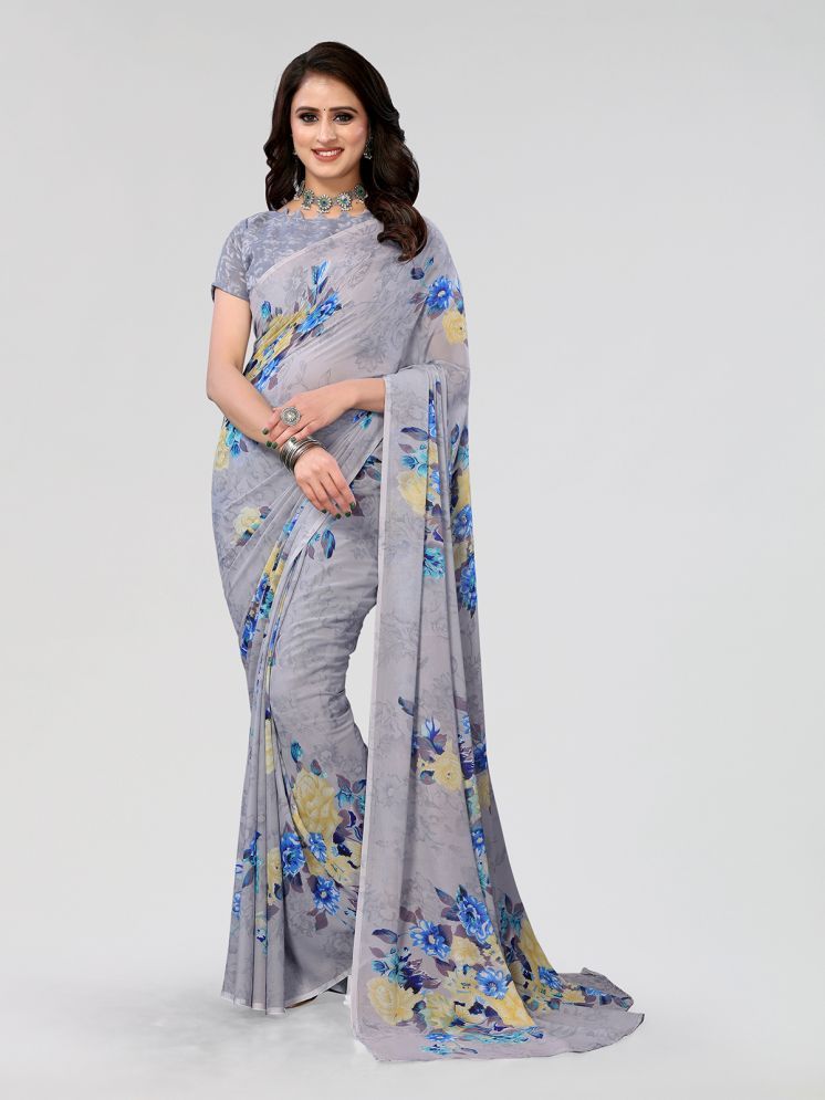     			Kashvi Sarees Pack of 1 Georgette Printed Saree With Blouse Piece ( Grey )