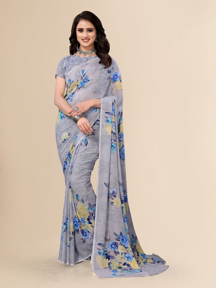     			Kashvi Sarees Pack of 1 Georgette Printed Saree With Blouse Piece ( Grey )