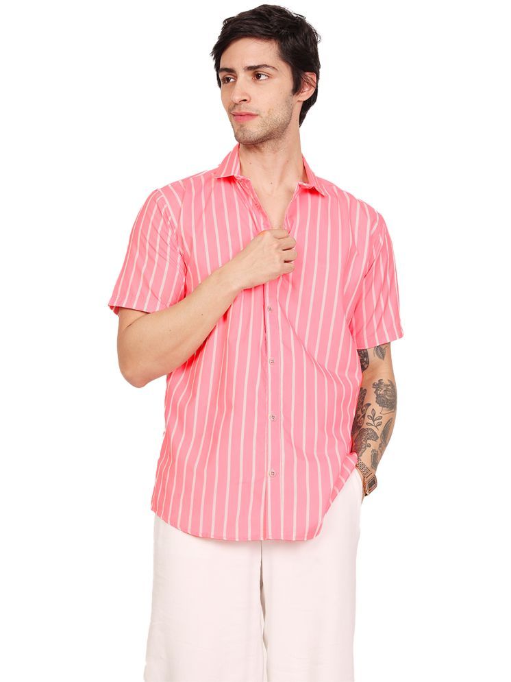     			Leotude Cotton Blend Regular Fit Striped Full Sleeves Men's Casual Shirt - Pink ( Pack of 1 )