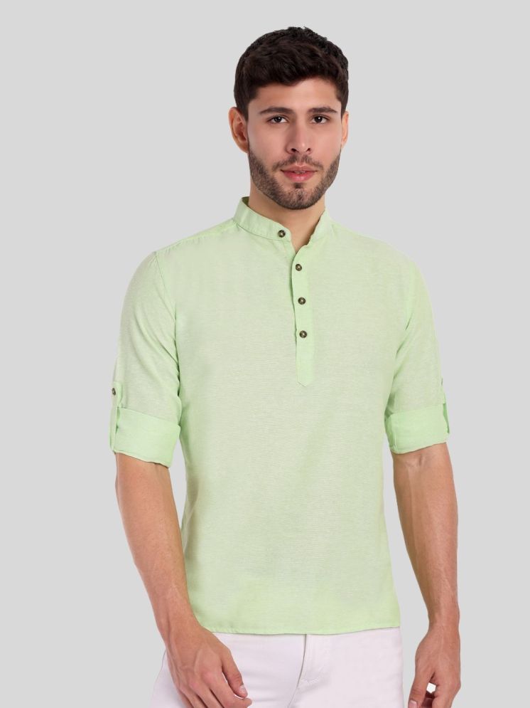     			Life Roads Sea Green Cotton Men's Shirt Style Kurta ( Pack of 1 )