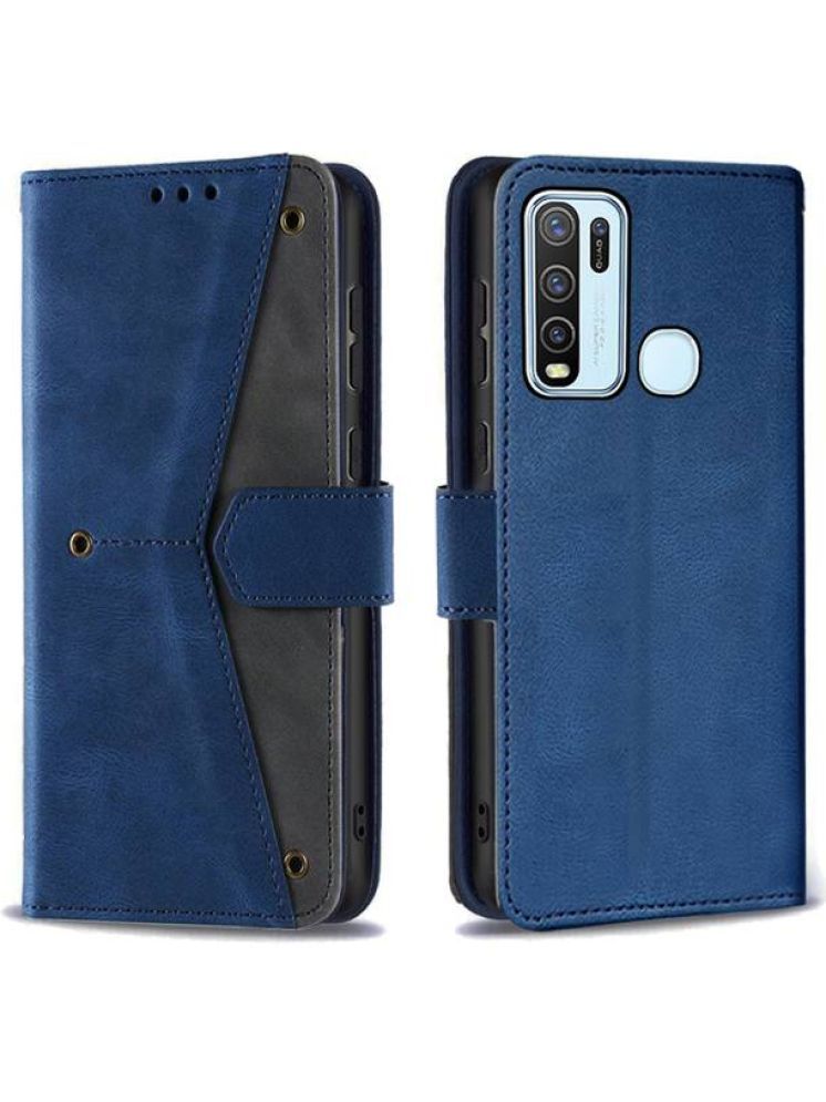     			Masque Blue Flip Cover Artificial Leather Compatible For Vivo Y30 ( Pack of 1 )