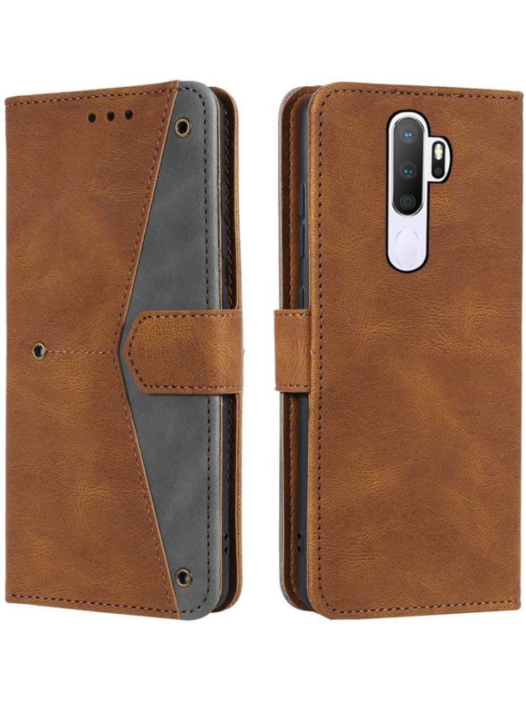     			Masque Brown Flip Cover Artificial Leather Compatible For Oppo A5 2020 ( Pack of 1 )