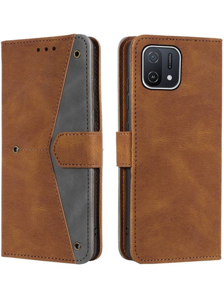     			Masque Brown Flip Cover Artificial Leather Compatible For Oppo A16E ( Pack of 1 )