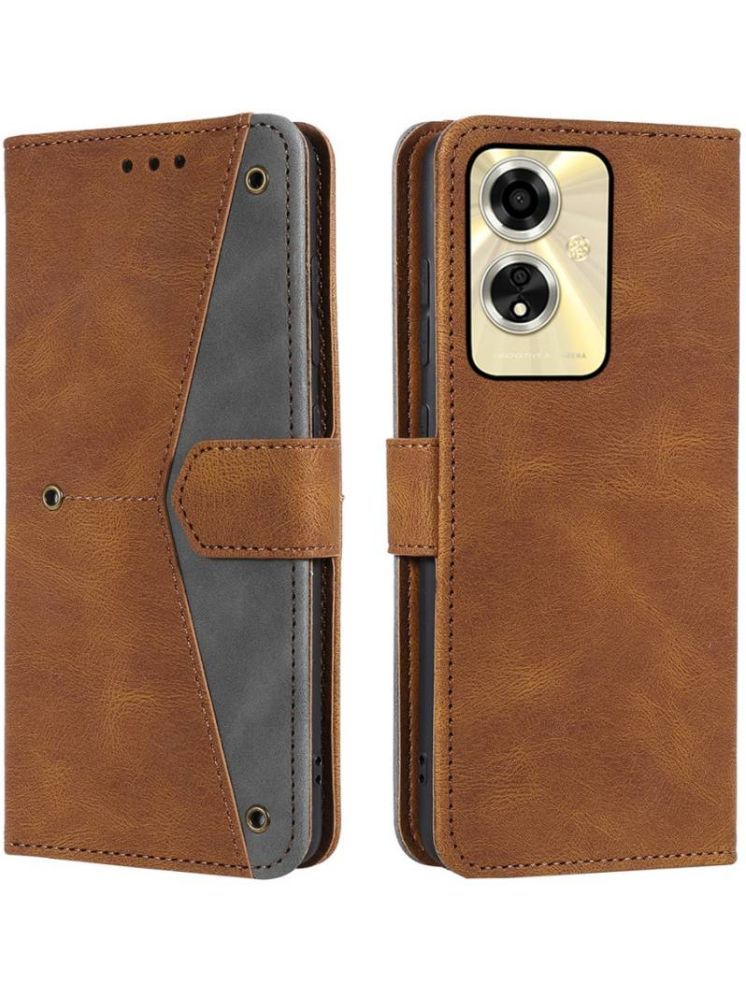     			Masque Brown Flip Cover Artificial Leather Compatible For Oppo A59 ( Pack of 1 )