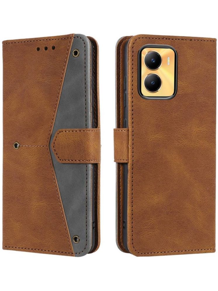     			Masque Brown Flip Cover Artificial Leather Compatible For Vivo Y56 ( Pack of 1 )