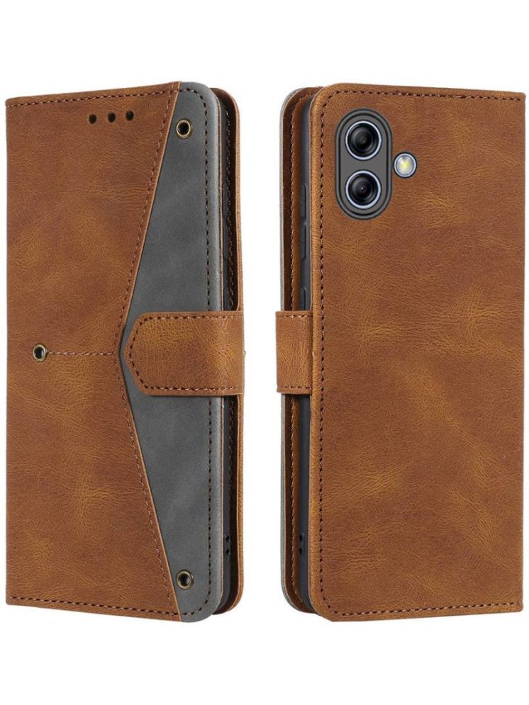     			Masque Brown Flip Cover Artificial Leather Compatible For Samsung Galaxy F04 ( Pack of 1 )