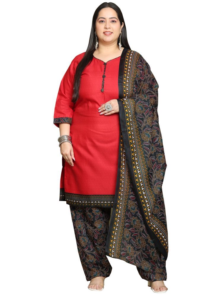     			Rajnandini Cotton Blend Solid Kurti With Patiala Women's Stitched Salwar Suit - Maroon ( Pack of 1 )