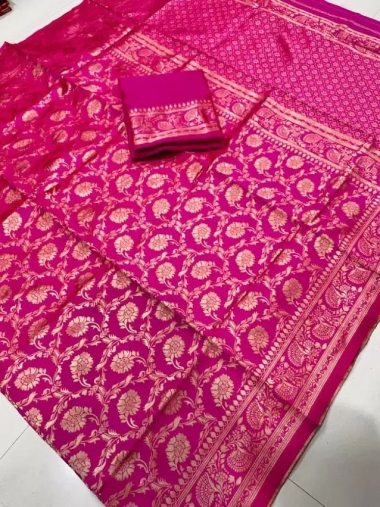     			Saadhvi Pack of 1 Silk Woven Saree With Blouse Piece ( Rani )