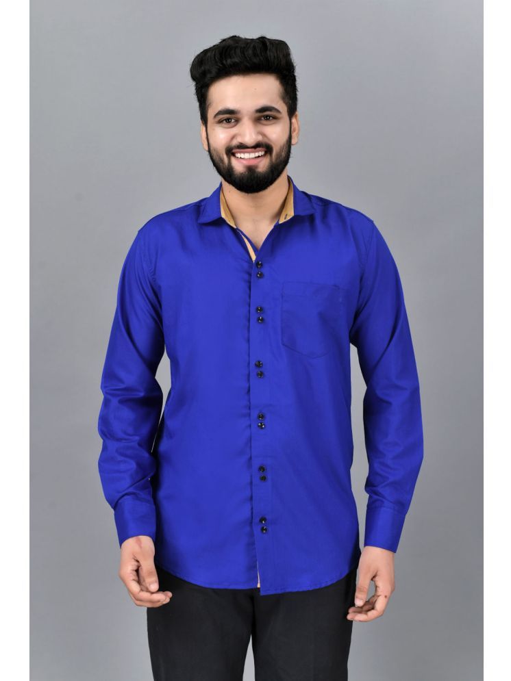     			VTEXX Cotton Blend Regular Fit Solids Full Sleeves Men's Casual Shirt - Indigo ( Pack of 1 )