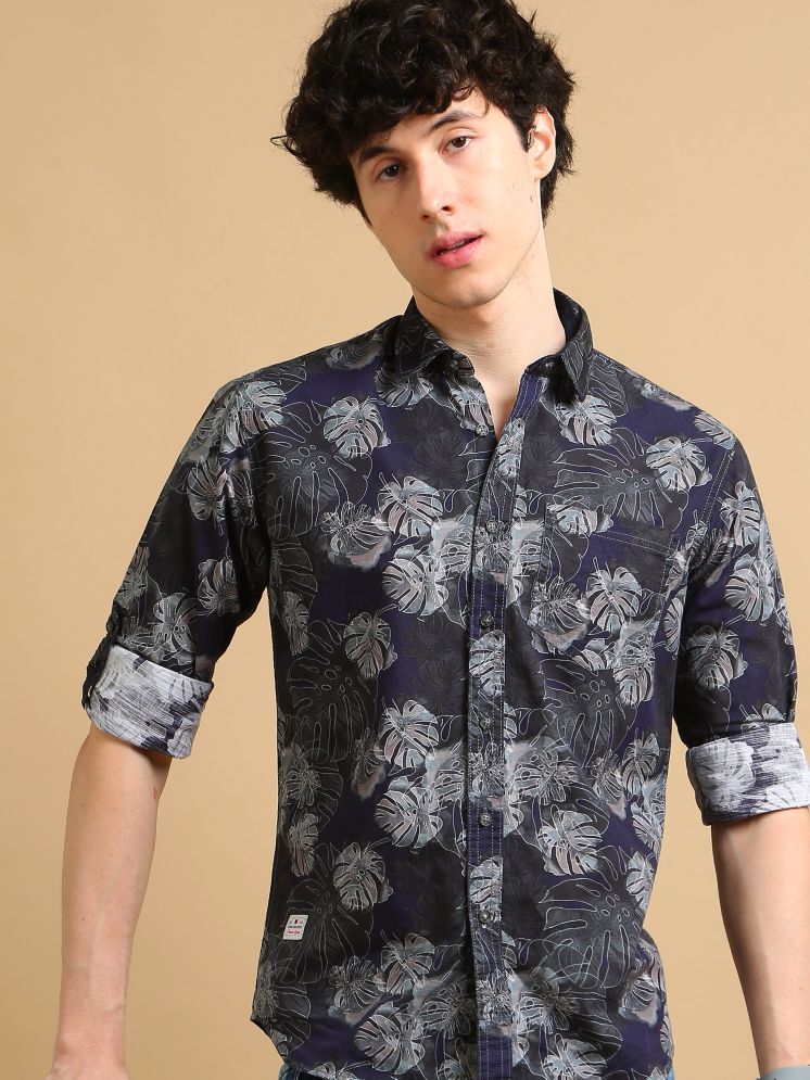     			Cool Colors 100% Cotton Slim Fit Printed Full Sleeves Men's Casual Shirt - Navy Blue ( Pack of 1 )