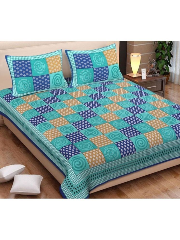     			Cosito Cotton 1 Double Bedsheet with 2 Pillow Covers ( Multicolor )