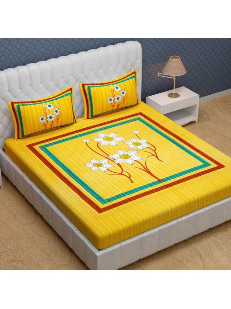     			Cosito Cotton 1 Double Bedsheet with 2 Pillow Covers ( Yellow )