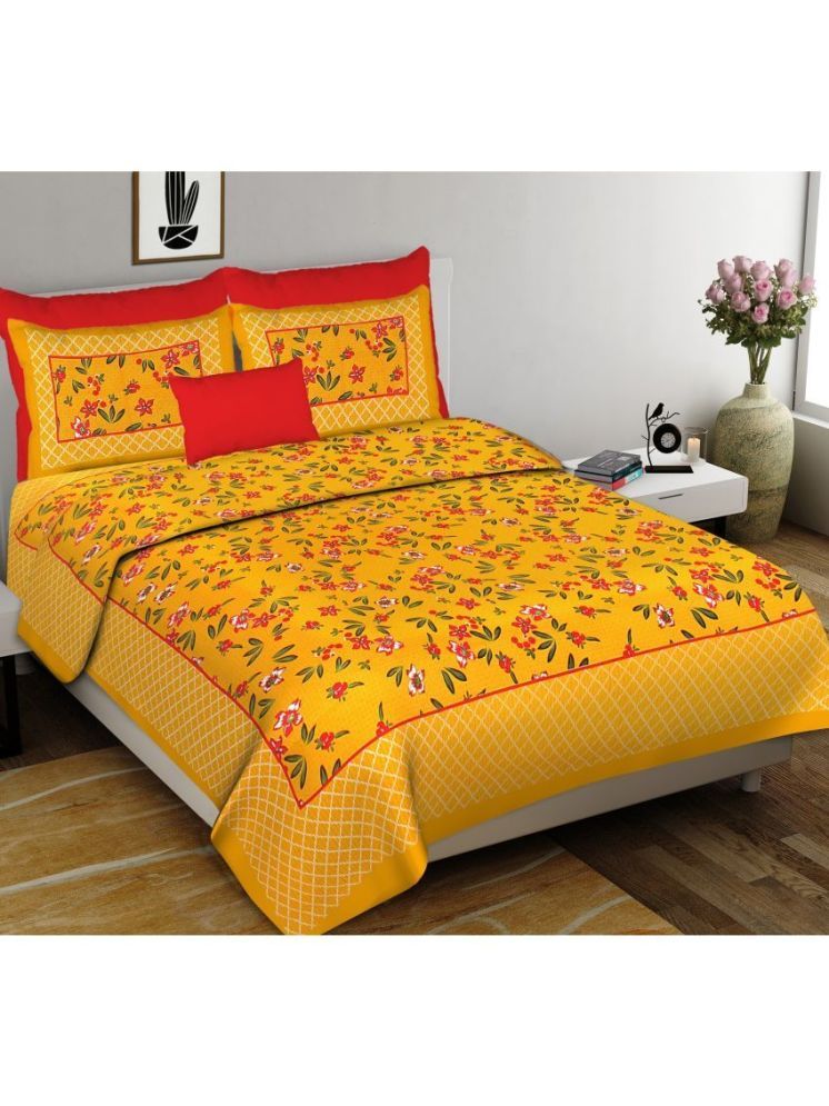     			Cosito Cotton 1 Double Bedsheet with 2 Pillow Covers ( Yellow )