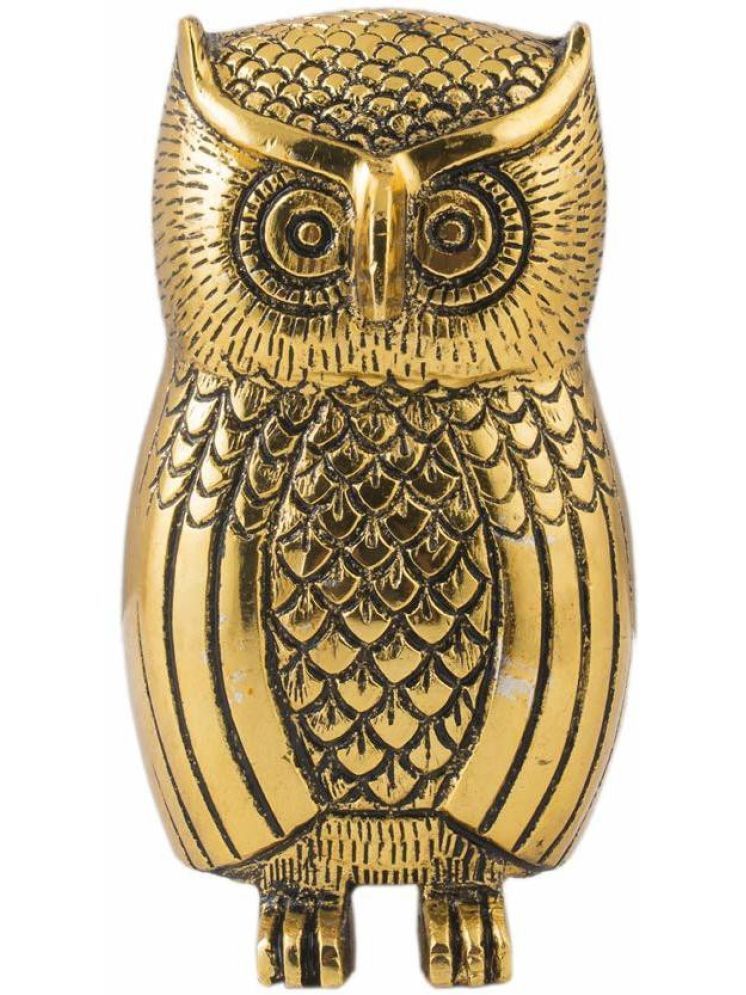     			Fashion Bizz Handicraft Aluminium Lord Laxmi Vahana Owl Temple Decorative Showpiece - 11 cm