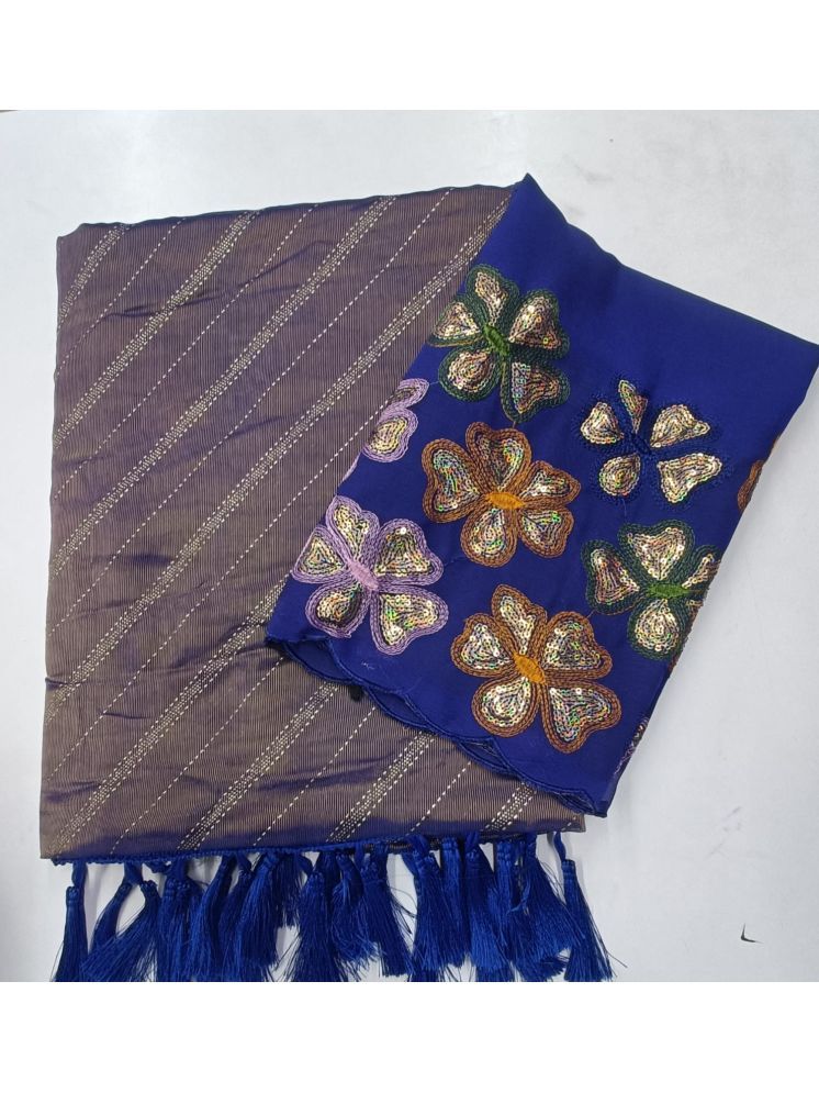     			Kalpana Creation Pack of 1 Brasso Printed Saree With Blouse Piece ( Blue )