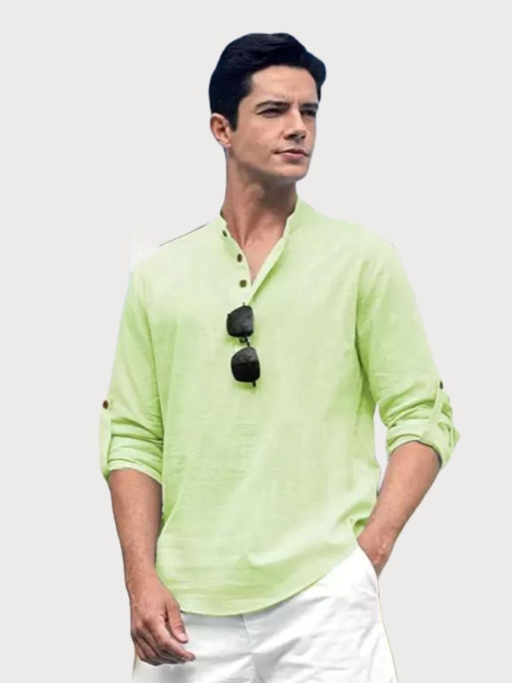     			Life Roads Sea Green Cotton Men's Shirt Style Kurta ( Pack of 1 )