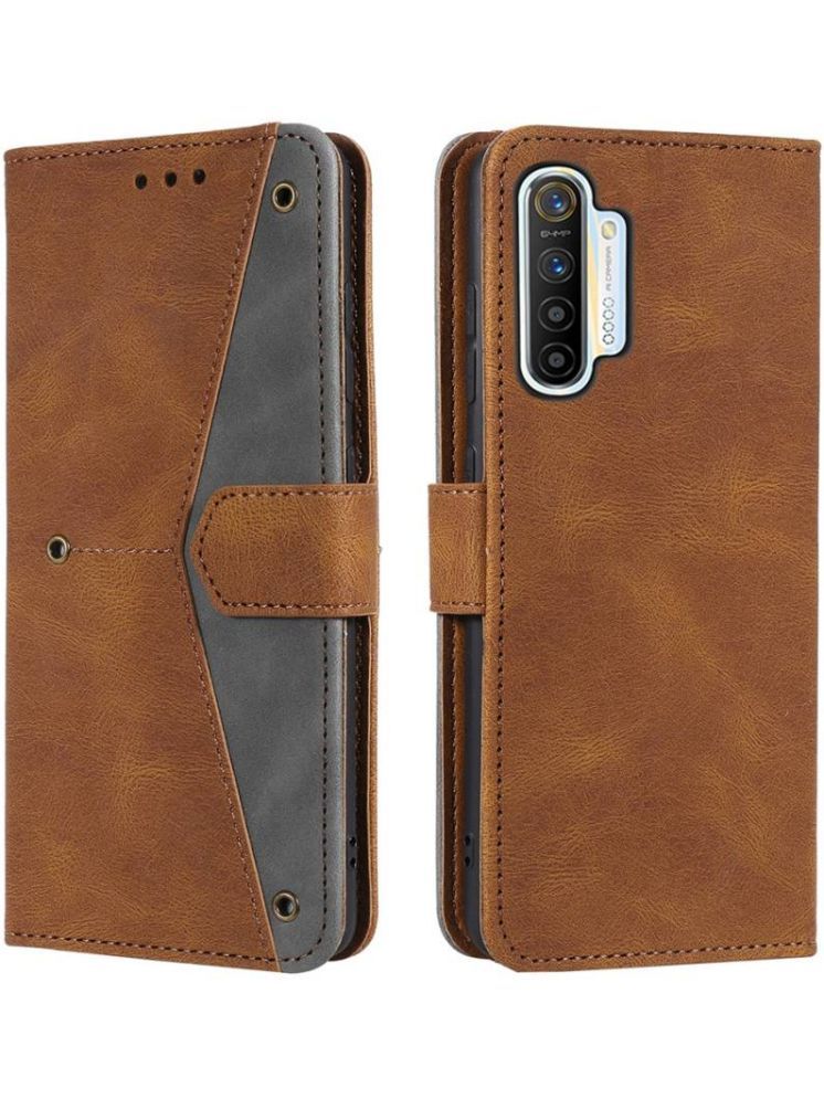     			Masque Brown Flip Cover Artificial Leather Compatible For Realme X2 ( Pack of 1 )