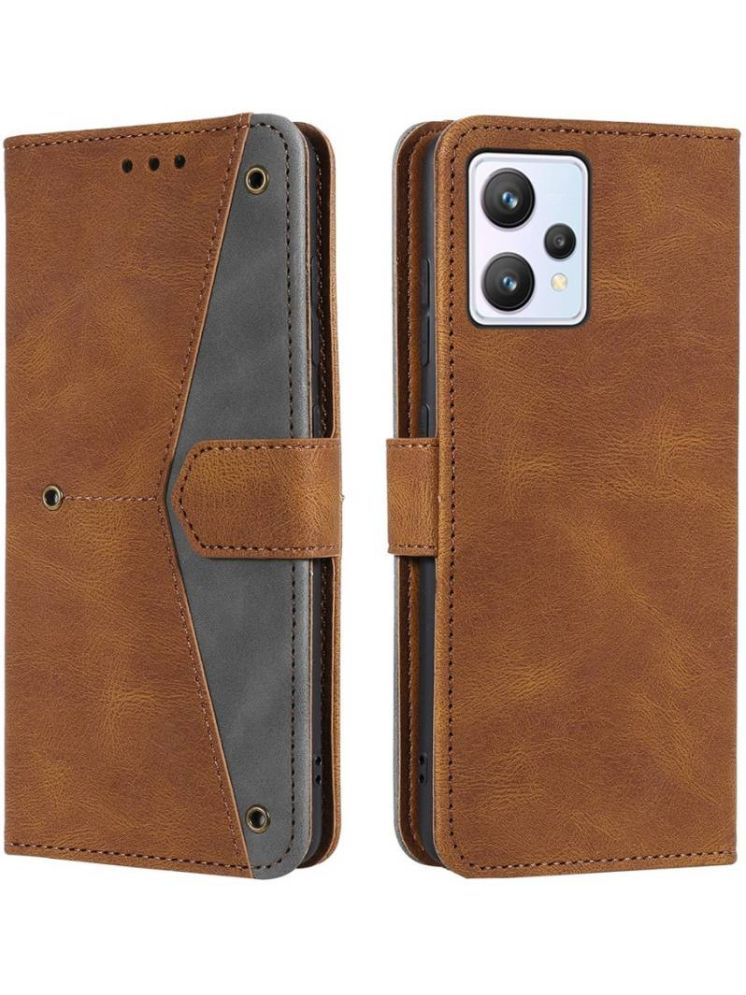     			Masque Brown Flip Cover Artificial Leather Compatible For Realme 9 4G ( Pack of 1 )