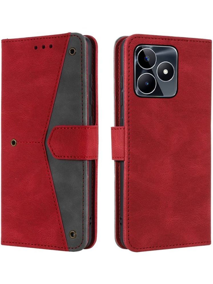     			Masque Red Flip Cover Artificial Leather Compatible For Realme C51 ( Pack of 1 )