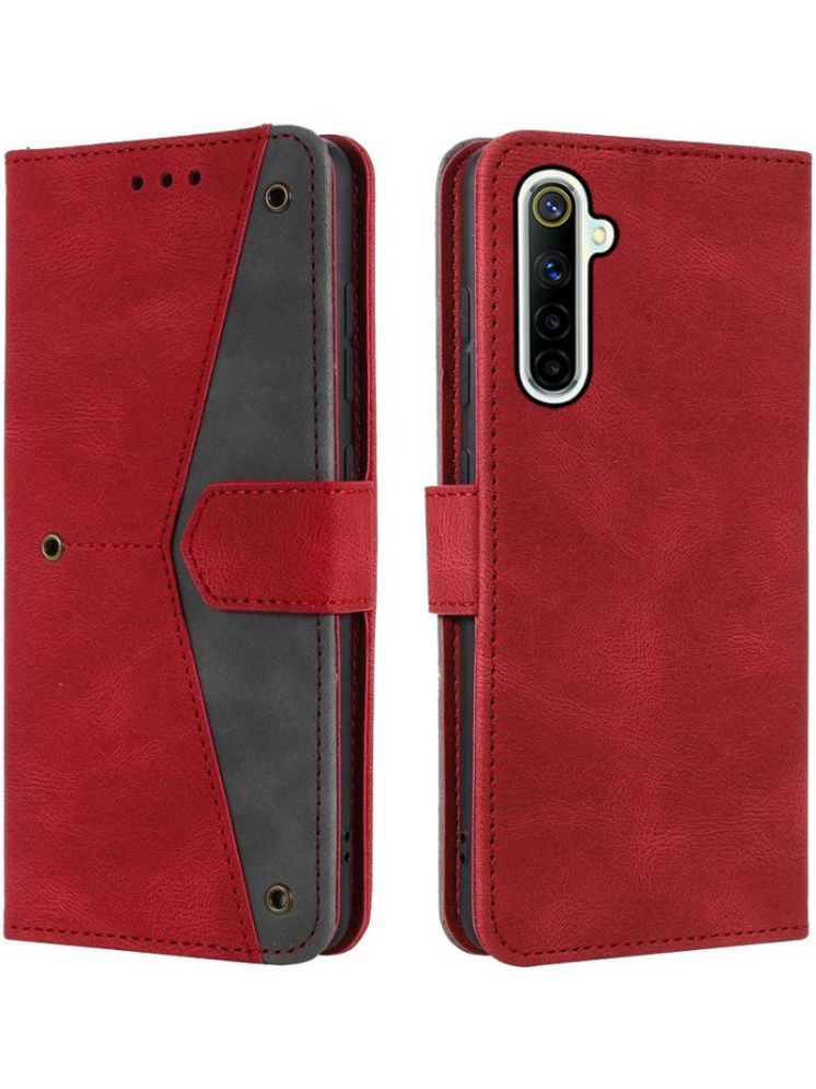     			Masque Red Flip Cover Artificial Leather Compatible For Realme 6 ( Pack of 1 )