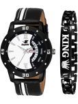 Espoir Black Leather Analog Men's Watch