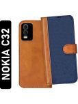 Knotyy Brown Flip Cover Artificial Leather Compatible For Nokia C32 ( Pack of 1 )