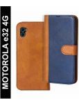 Knotyy Brown Flip Cover Artificial Leather Compatible For Motorola Moto E32 (India) ( Pack of 1 )