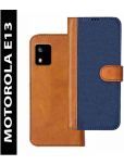 Knotyy Brown Flip Cover Artificial Leather Compatible For Motorola Moto E13 ( Pack of 1 )