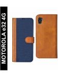 Knotyy Brown Flip Cover Artificial Leather Compatible For Motorola Moto E32 (India) ( Pack of 1 )